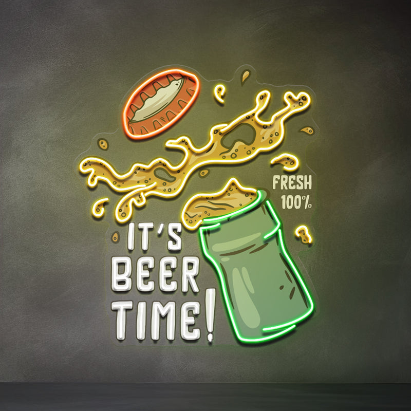 It's Beer Time! Retro Style LED Neon Sign Light Pop Art