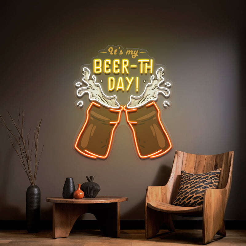 It's My Beer-th Day! Retro Style LED Neon Sign Light Pop Art