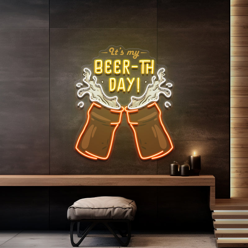 It's My Beer-th Day! Retro Style LED Neon Sign Light Pop Art