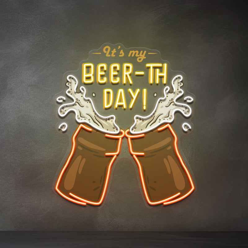 It's My Beer-th Day! Retro Style LED Neon Sign Light Pop Art