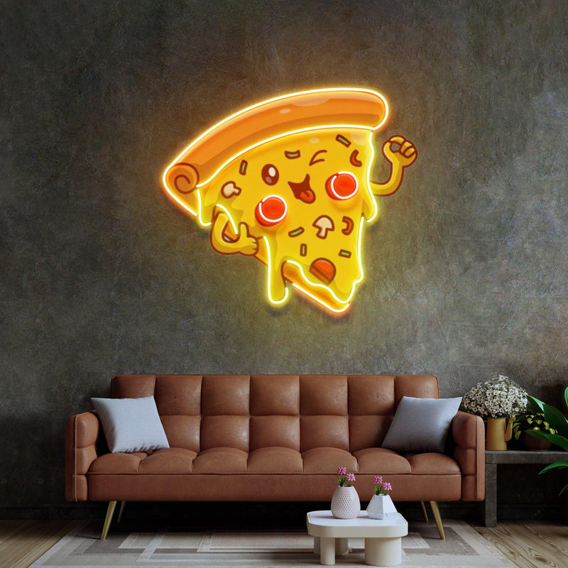 Joyful Pizza Led Neon Acrylic Artwork - Custom Neon Signs | LED Neon Signs | Zanvis Neon®