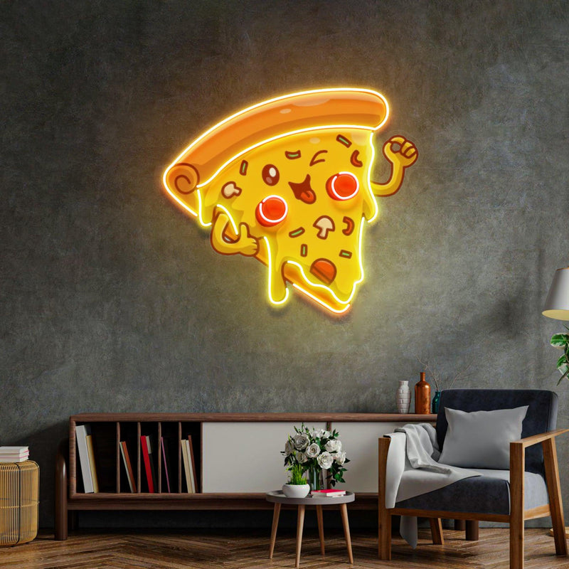 Joyful Pizza Led Neon Acrylic Artwork - Custom Neon Signs | LED Neon Signs | Zanvis Neon®