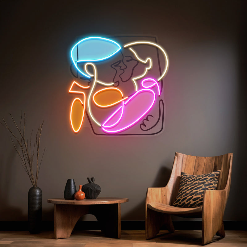 Kising Faces With Colorful Abstract Art LED Neon Sign LIght