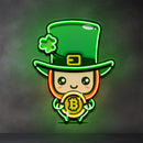 Leprechaun Hugging Bitcoin LED Neon Sign Light Pop Art