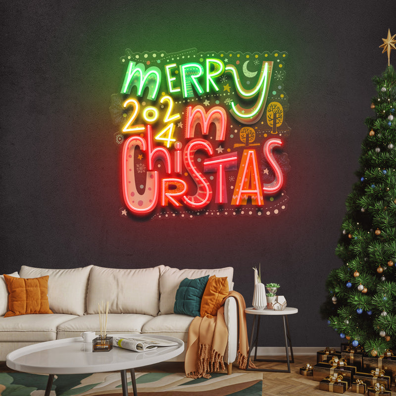 Merry Christmas 2024 Neon Sign