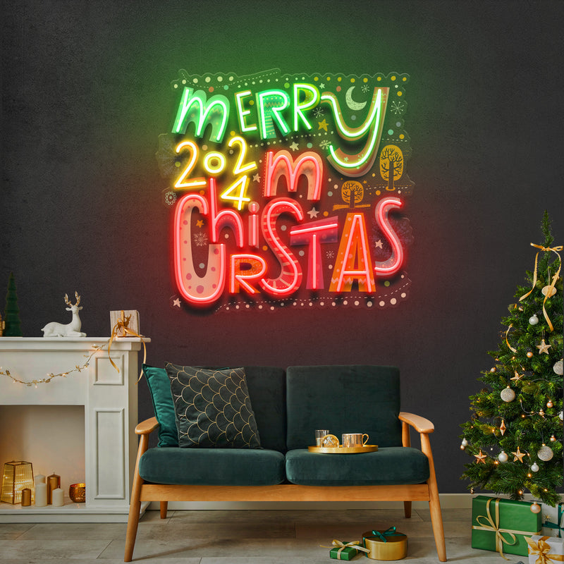 Merry Christmas 2024 Neon Sign