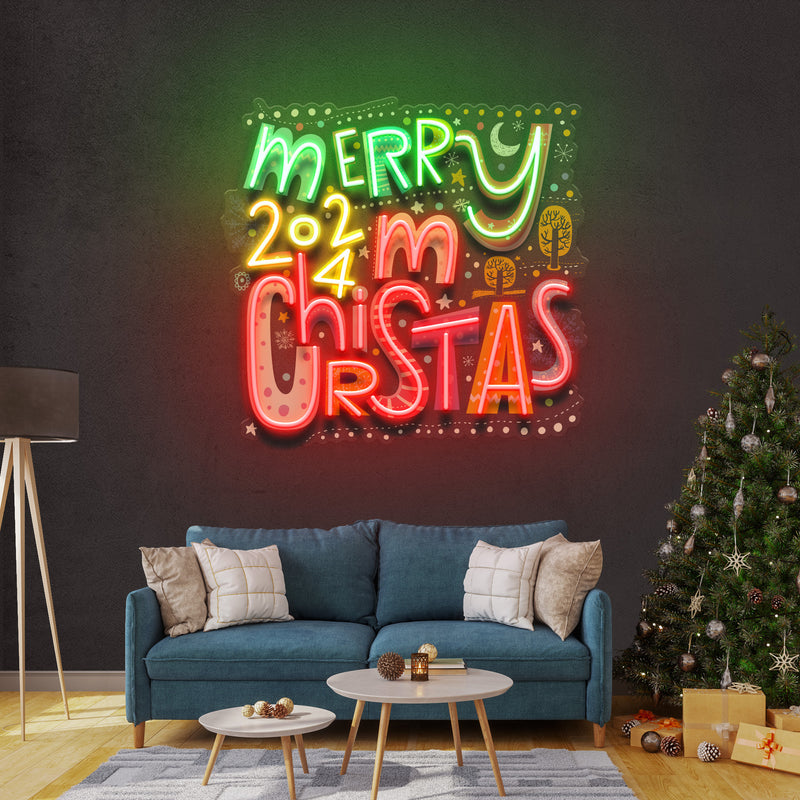 Merry Christmas 2024 Neon Sign