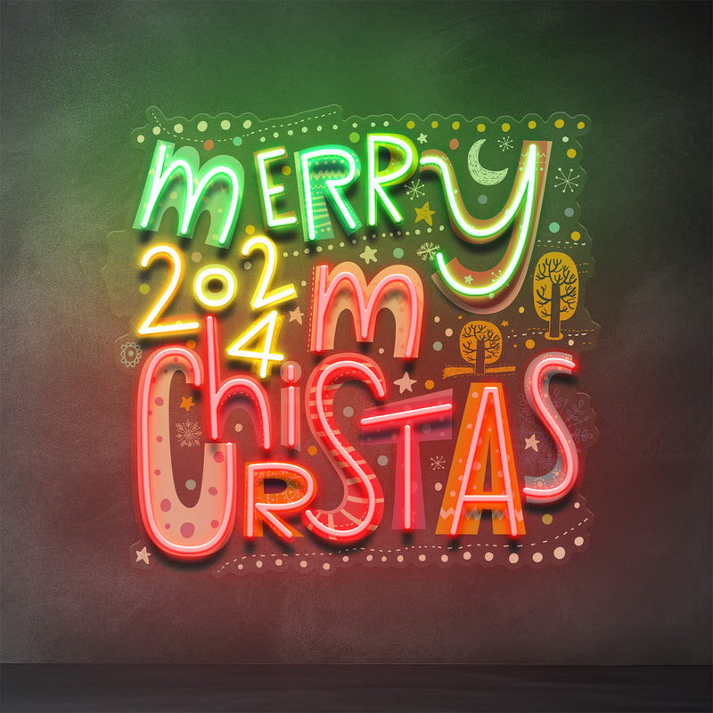 Merry Christmas 2024 Neon Sign