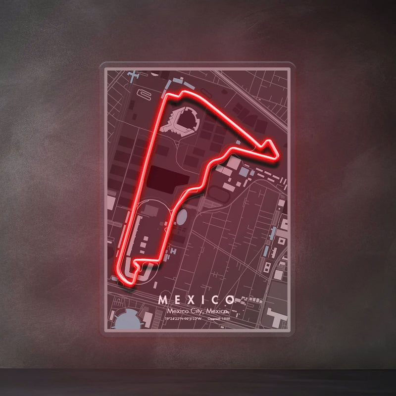 Mexico City Formula 1 Circuit LED Neon Sign Light Pop Art