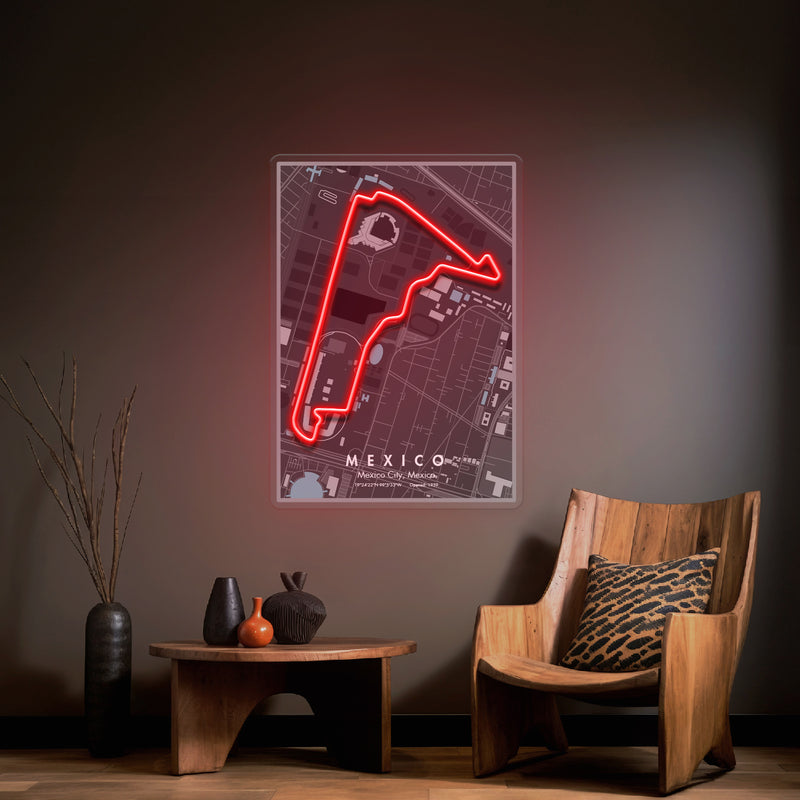 Mexico City Formula 1 Circuit LED Neon Sign Light Pop Art