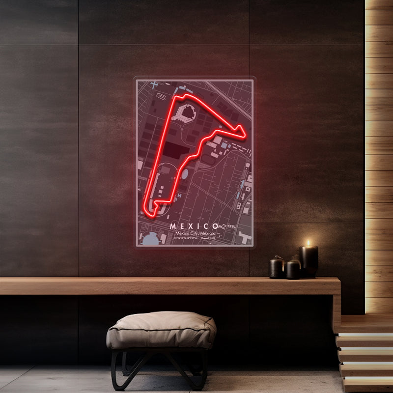 Mexico City Formula 1 Circuit LED Neon Sign Light Pop Art