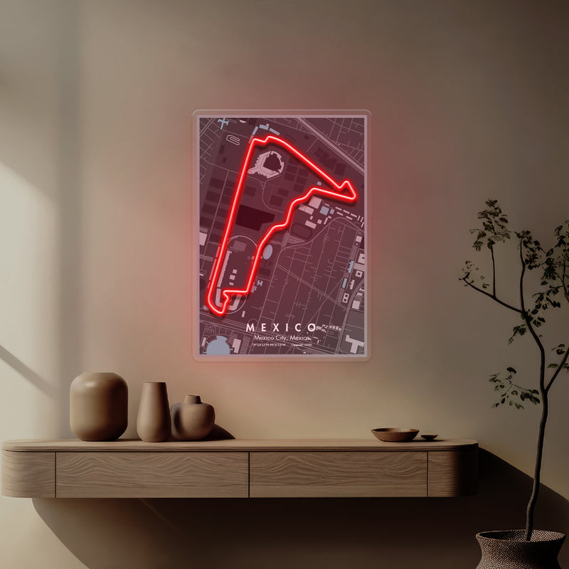 Mexico City Formula 1 Circuit LED Neon Sign Light Pop Art