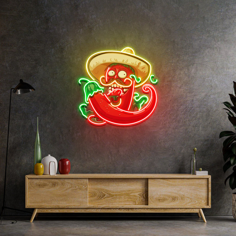 Mexico Red Hot Chili Peppe LED Neon Sign Light Pop Art