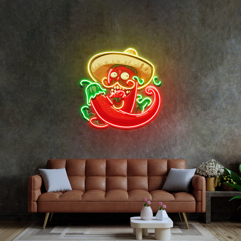 Mexico Red Hot Chili Peppe LED Neon Sign Light Pop Art