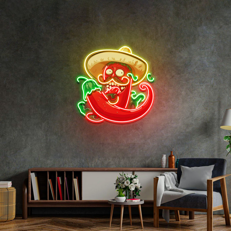 Mexico Red Hot Chili Peppe LED Neon Sign Light Pop Art