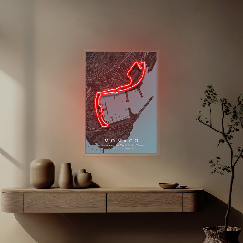 Monaco Formula F1 Circuit LED Neon Sign Light Pop Art