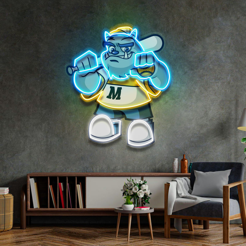 Monster Softball LED Neon Sign Light Pop Art