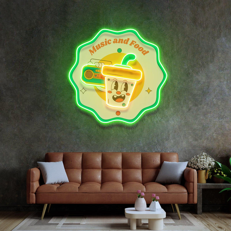 Music Food Led Neon Acrylic Artwork - Custom Neon Signs | LED Neon Signs | Zanvis Neon®