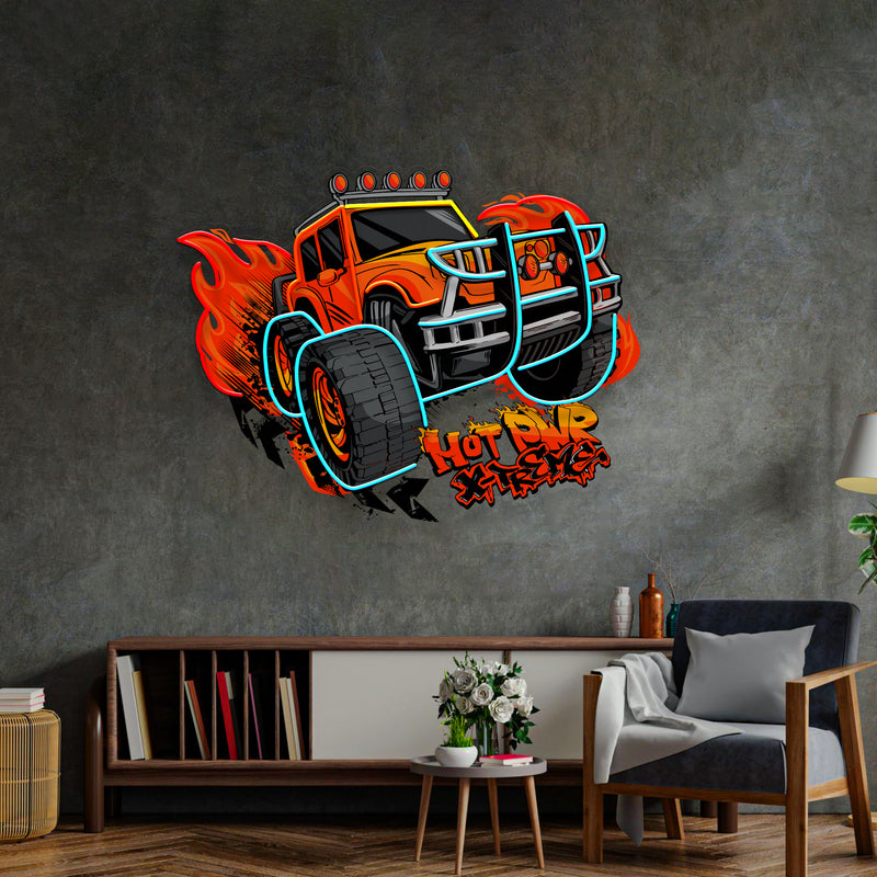 Off Road Truck With Hot Power Extreme LED Neon Sign Light Pop Art