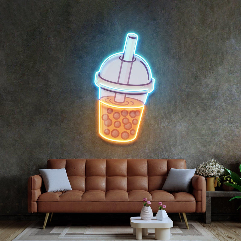 Orange Milktea Neon Acrylic Artwork - Custom Neon Signs | LED Neon Signs | Zanvis Neon®