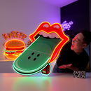 Lips Skateboard Led Neon Acrylic Artwork