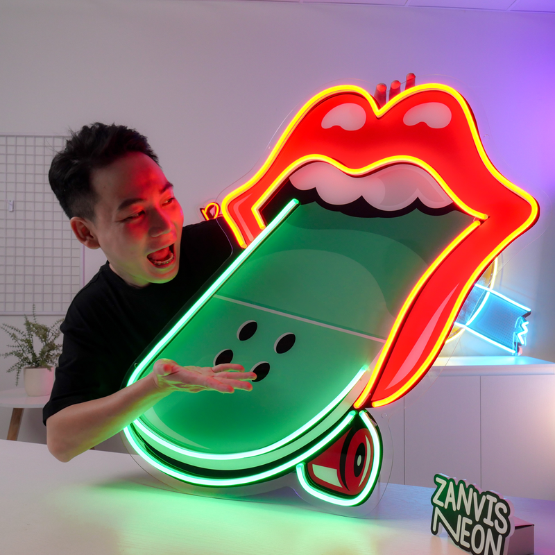 Lips Skateboard Led Neon Acrylic Artwork