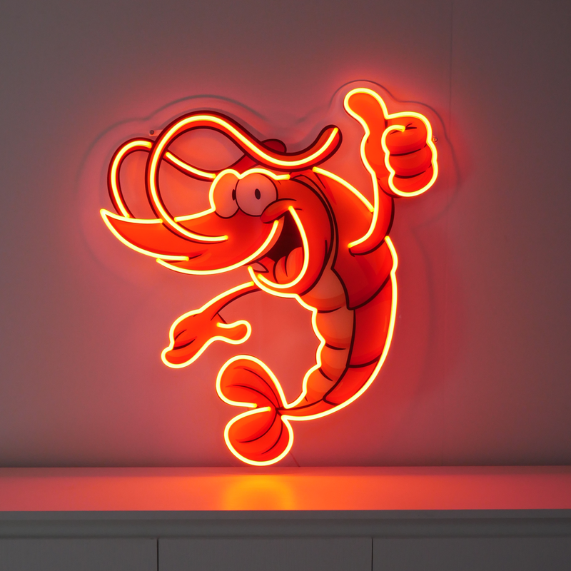 Thumps-up Shrimp Led Neon Acrylic Artwork