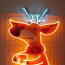 Deer On Gift Christmas LED Neon Acrylic Artwork