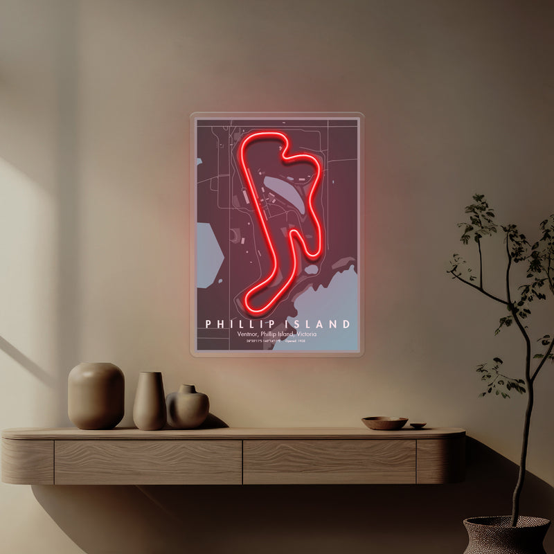 Phillip Island F1 Circuit LED Neon Sign Light Pop Art