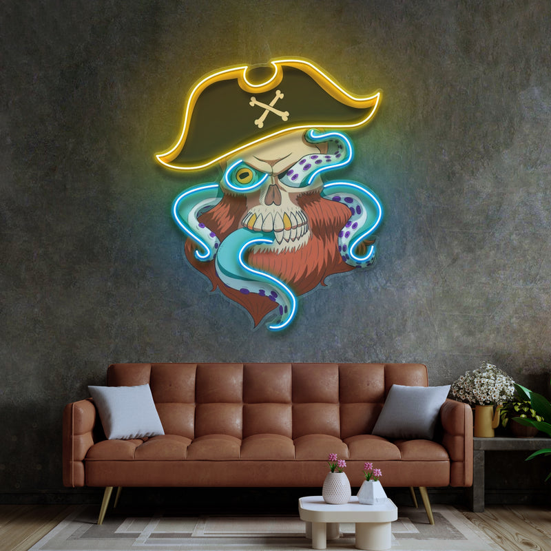 Pirate Captain Skull LED Neon Sign Light Pop Art
