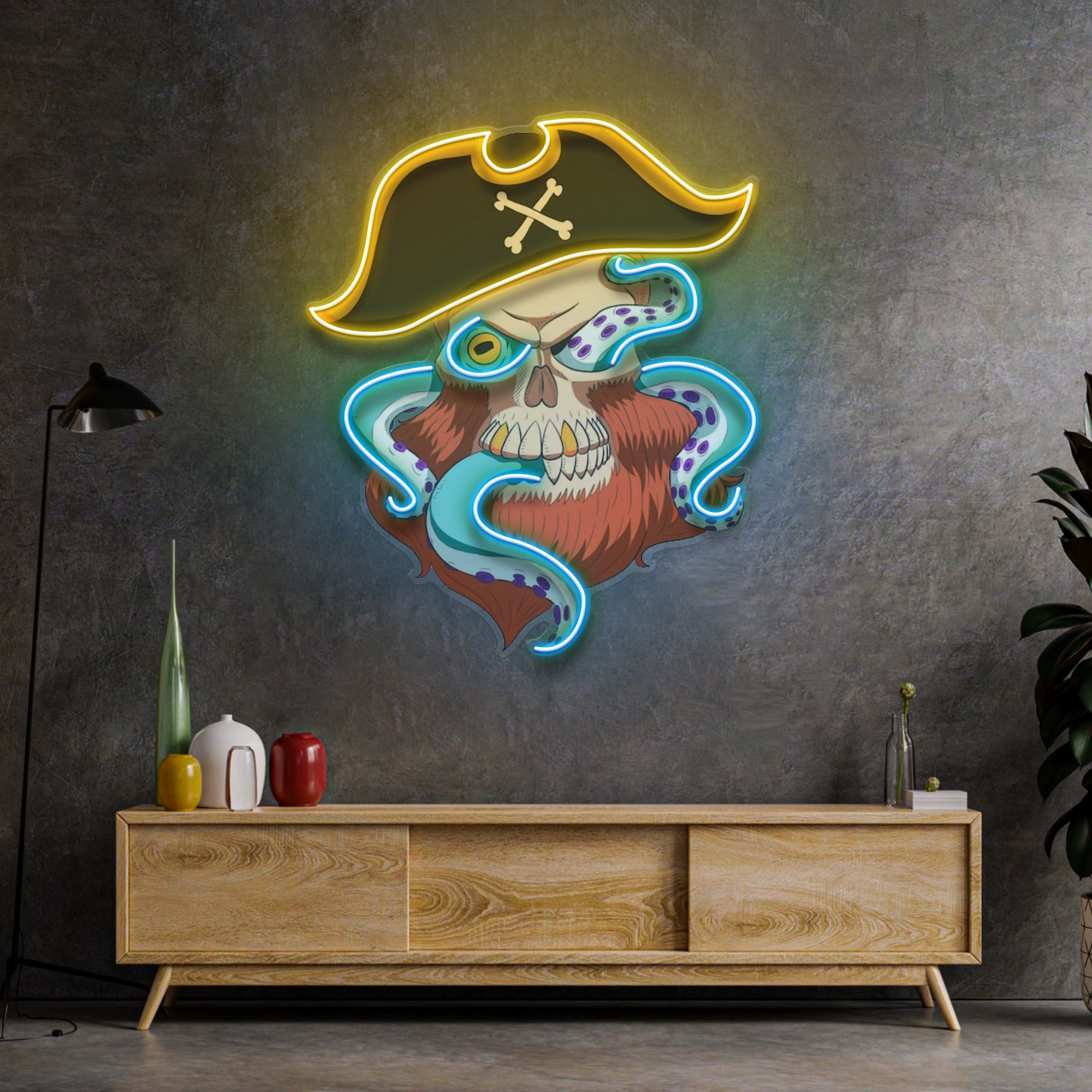 Pirate Captain Skull LED Neon Sign Light Pop Art