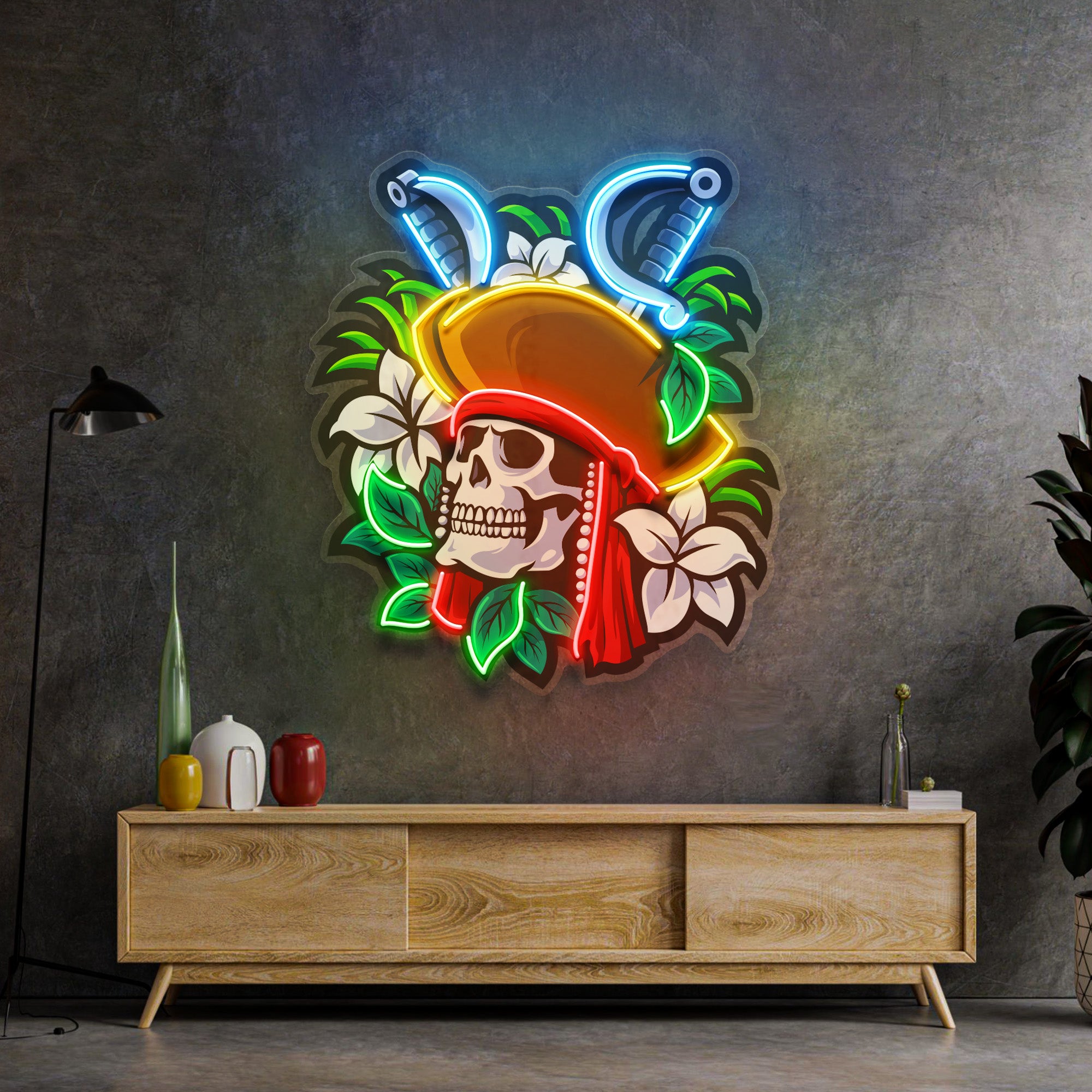 Pirate Skeleton LED Neon Sign Light Pop Art