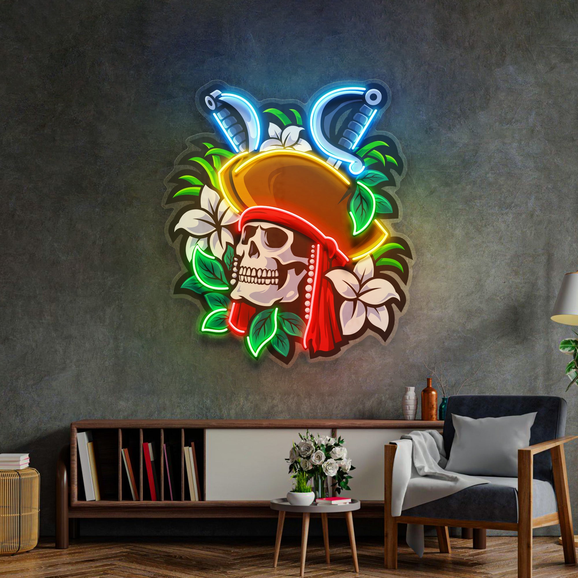 Pirate Skeleton LED Neon Sign Light Pop Art