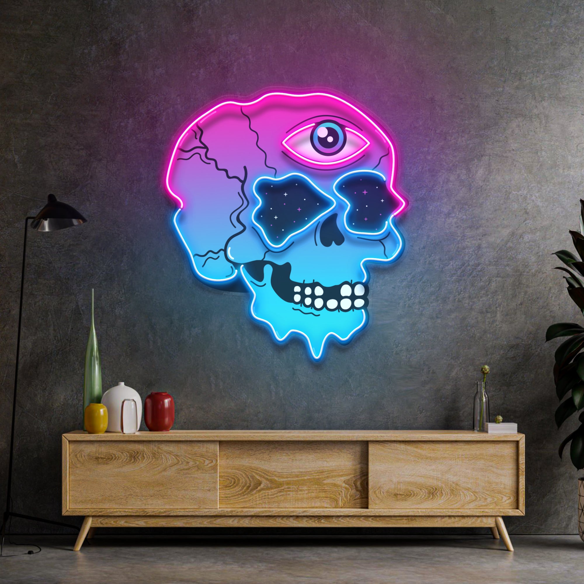 Psychedelic Trippy Skull LED Neon Sign Light Pop Art