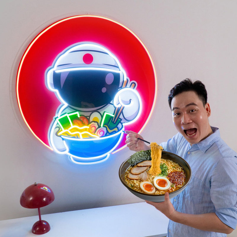 Astronaut Eating Ramen Led Neon Acrylic Artwork