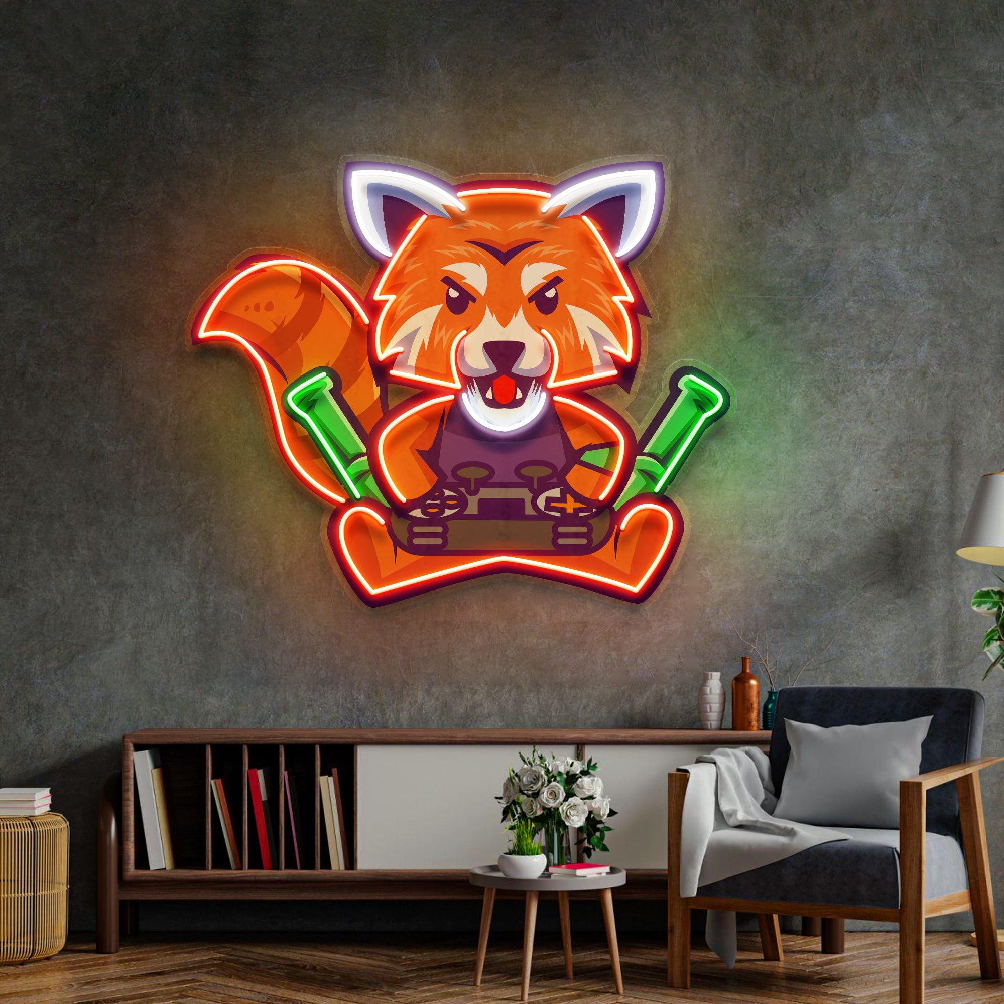 Red Fox Esport LED Neon Sign Light Pop Art