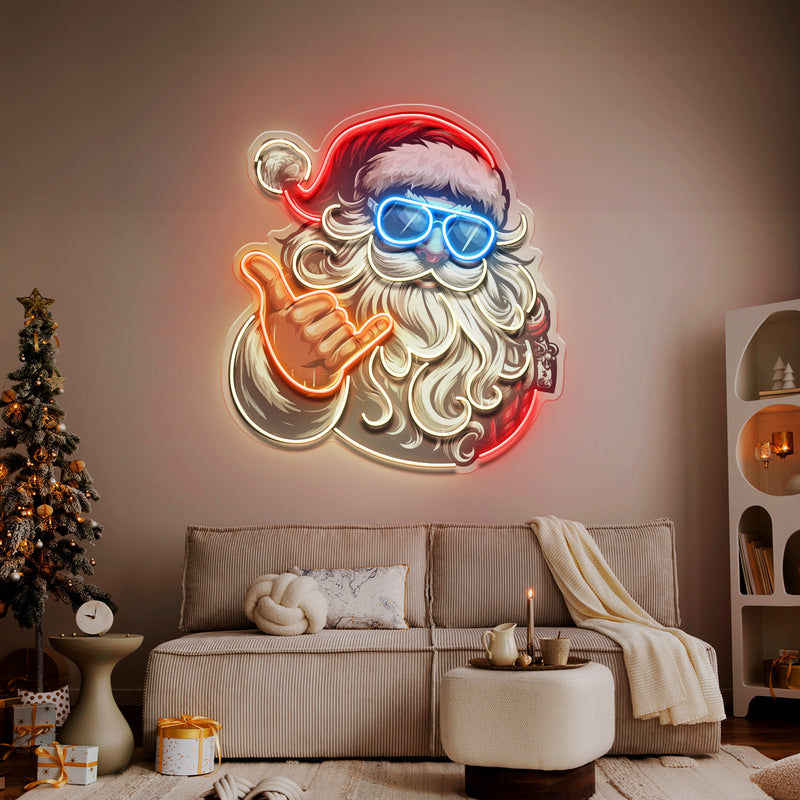 Santa Clause Rocking LED Neon Sign Light Pop Art