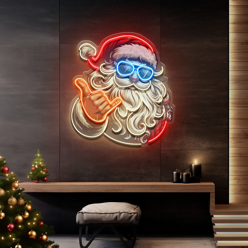 Santa Clause Rocking LED Neon Sign Light Pop Art