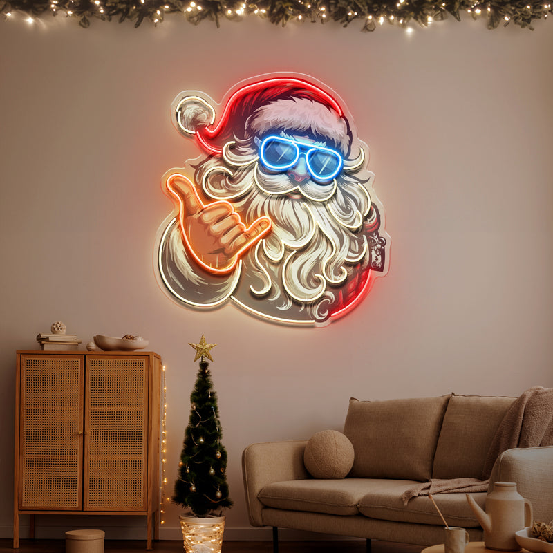 Santa Clause Rocking LED Neon Sign Light Pop Art