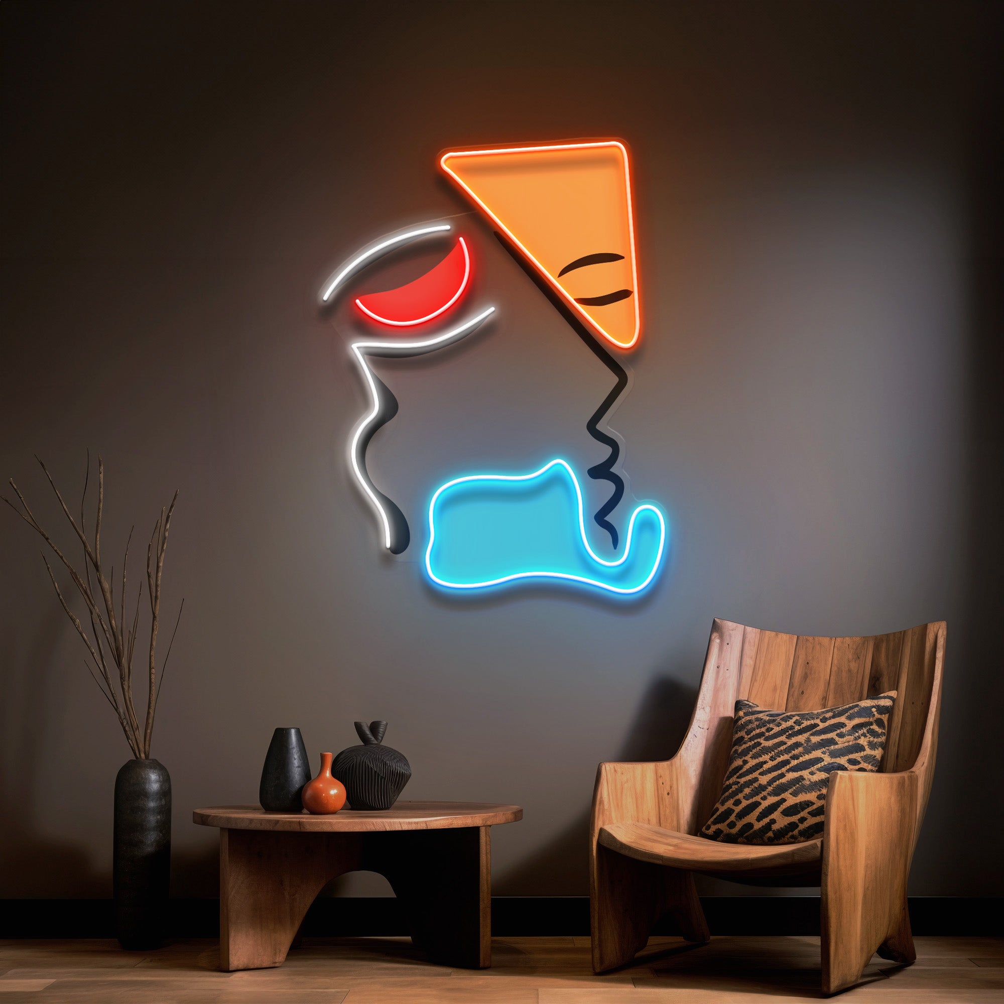 Simple Shape Of Face Abstract Art LED Neon Sign Light