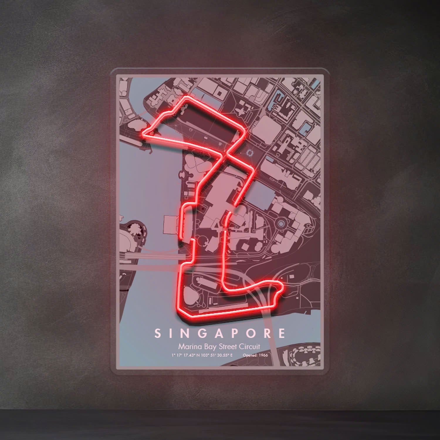 Singapore Formula 1 Circuit LED Neon Sign Light Pop Art