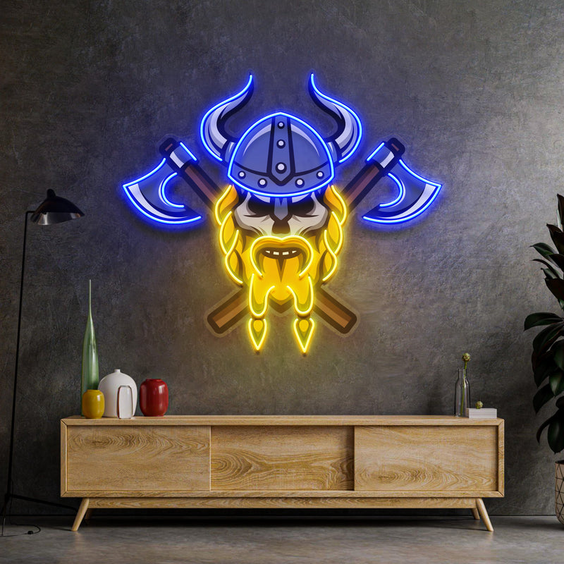 Skull Viking Warrior LED Neon Sign Light Pop Art