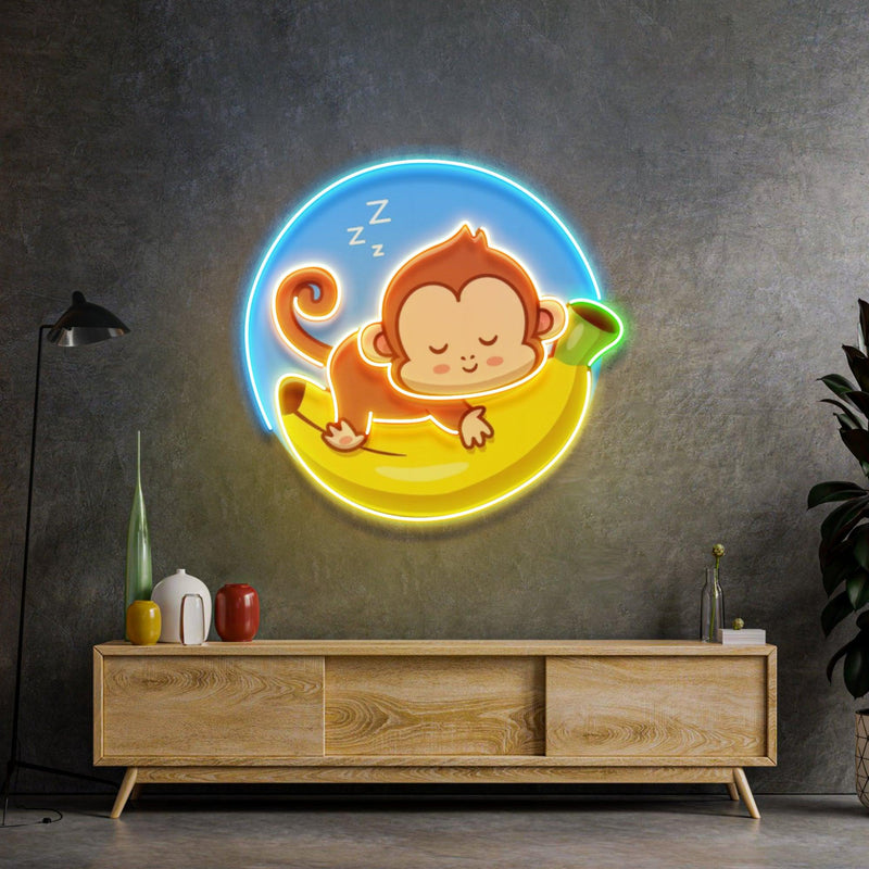 Sleeping Monkey Led Neon Acrylic Artwork - Custom Neon Signs | LED Neon Signs | Zanvis Neon®