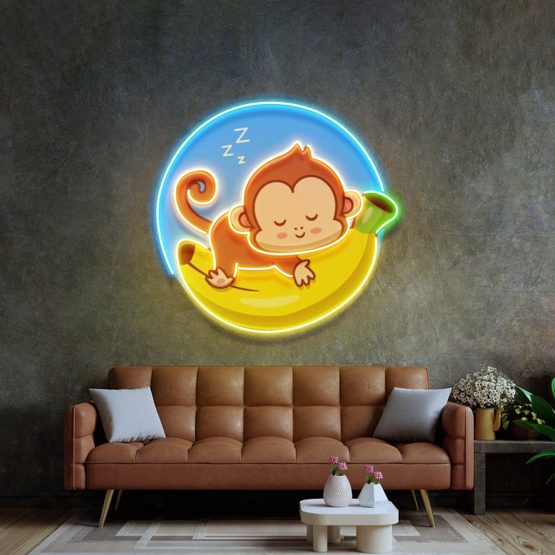 Sleeping Monkey Led Neon Acrylic Artwork - Custom Neon Signs | LED Neon Signs | Zanvis Neon®