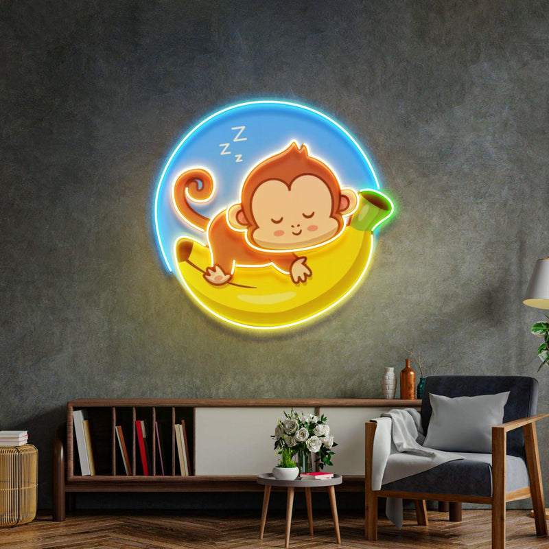 Sleeping Monkey Led Neon Acrylic Artwork - Custom Neon Signs | LED Neon Signs | Zanvis Neon®