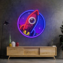 Spaceship Rocket Launch Web Galaxy LED Neon Sign Light Pop Art