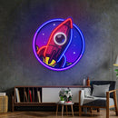 Spaceship Rocket Launch Web Galaxy LED Neon Sign Light Pop Art