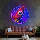 Spaceship Rocket Launch Web Galaxy LED Neon Sign Light Pop Art