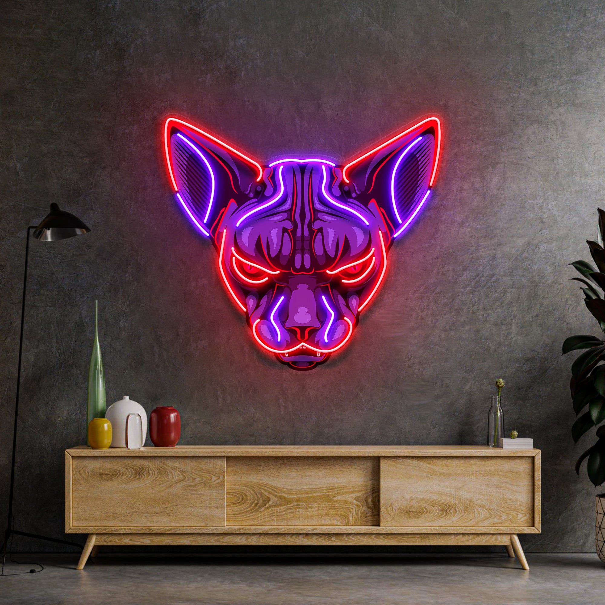 Sphynx Cat Head LED Neon Sign Light Pop Art