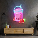 Strawberry Milk Neon Acrylic Artwork - Custom Neon Signs | LED Neon Signs | Zanvis Neon®